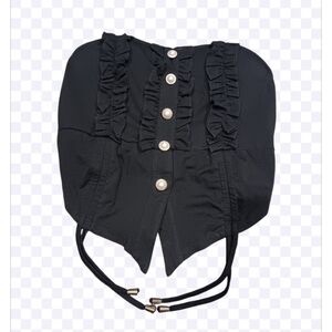 Lizette Collection Black Ruffled Crop Top Sz S